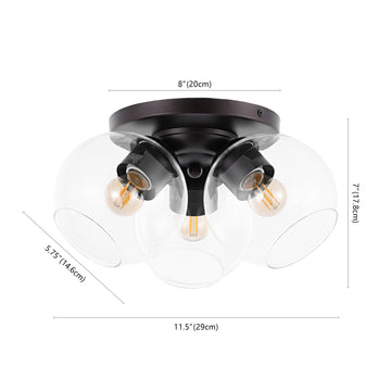 Iris 11.5" Farmhouse Rustic Iron/Glass LED Semi Flush Mount - JONATHAN Y